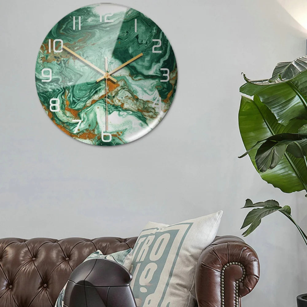 Luxury 3D Acrylic Black Gold Marble Pattern Wall  Clock