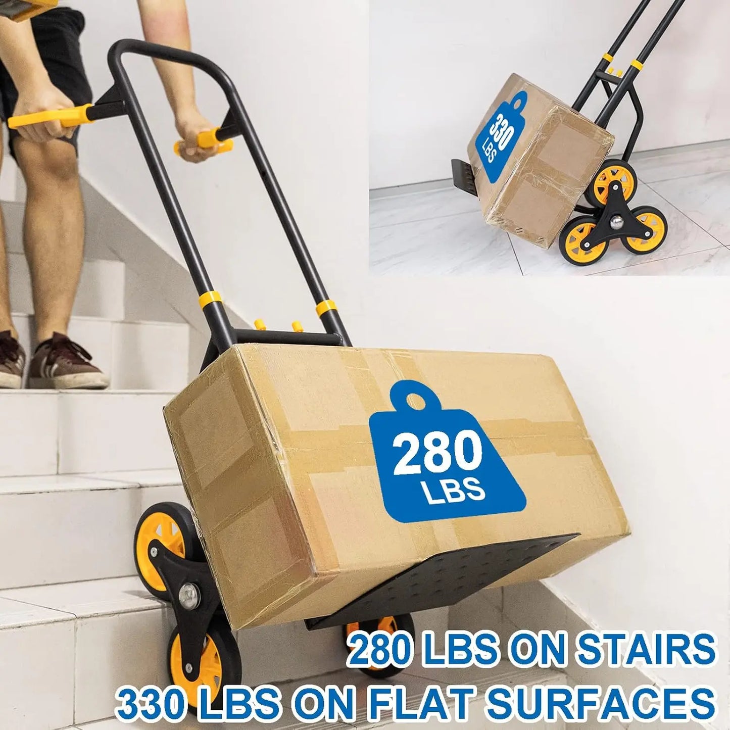 2 in 1 Heavy-Duty Stair Climbing Hand Truck 330 Lbs Capacity