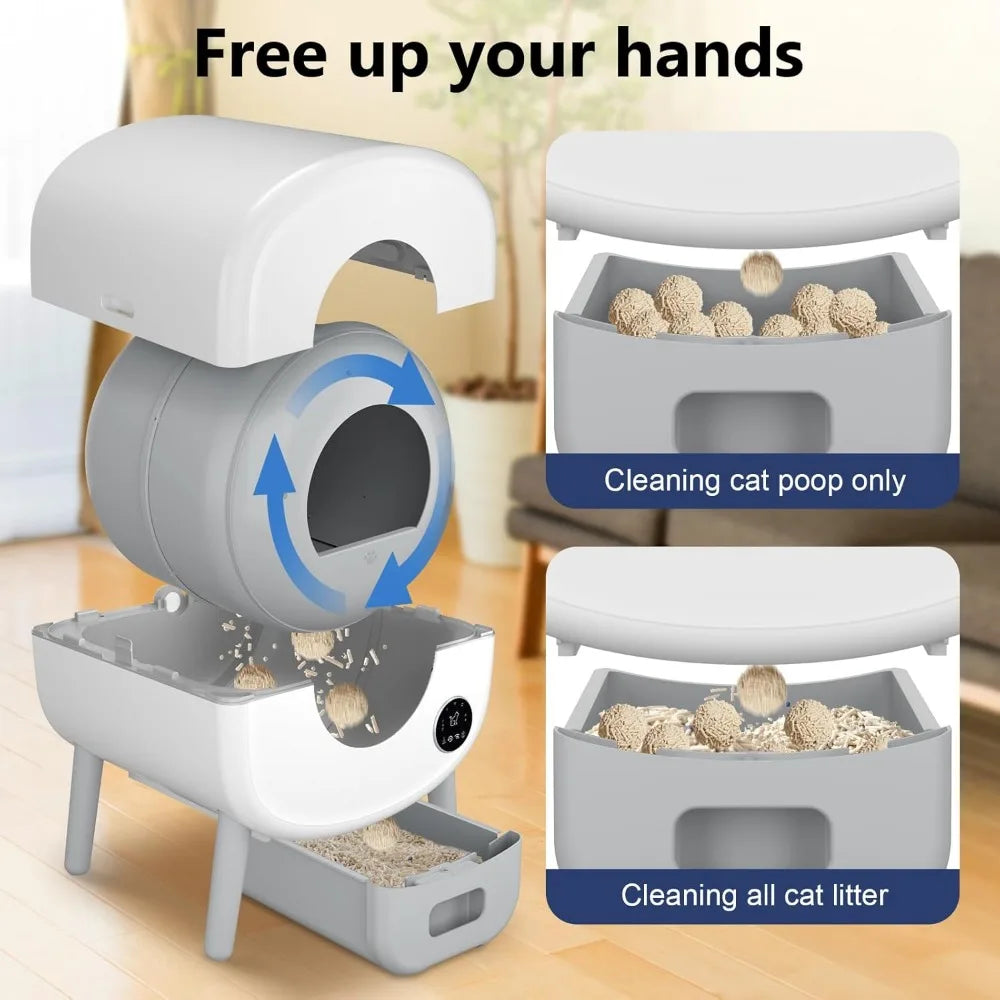 Self Cleaning Litter Box, with Safety Protection, App Control,