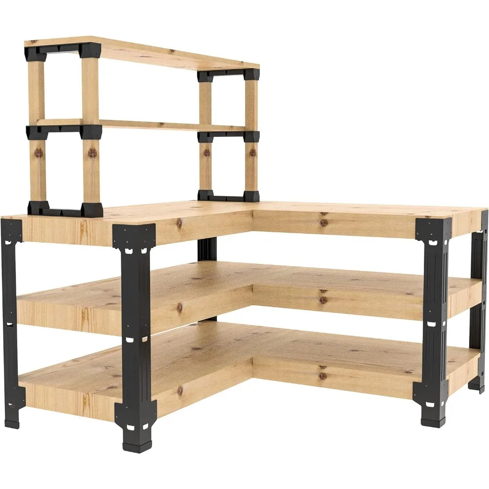 L Shaped Heavy Duty Work Bench/Shelving