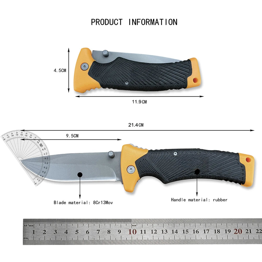 Pocket Knife Tactical Camping W/ Leather sheath