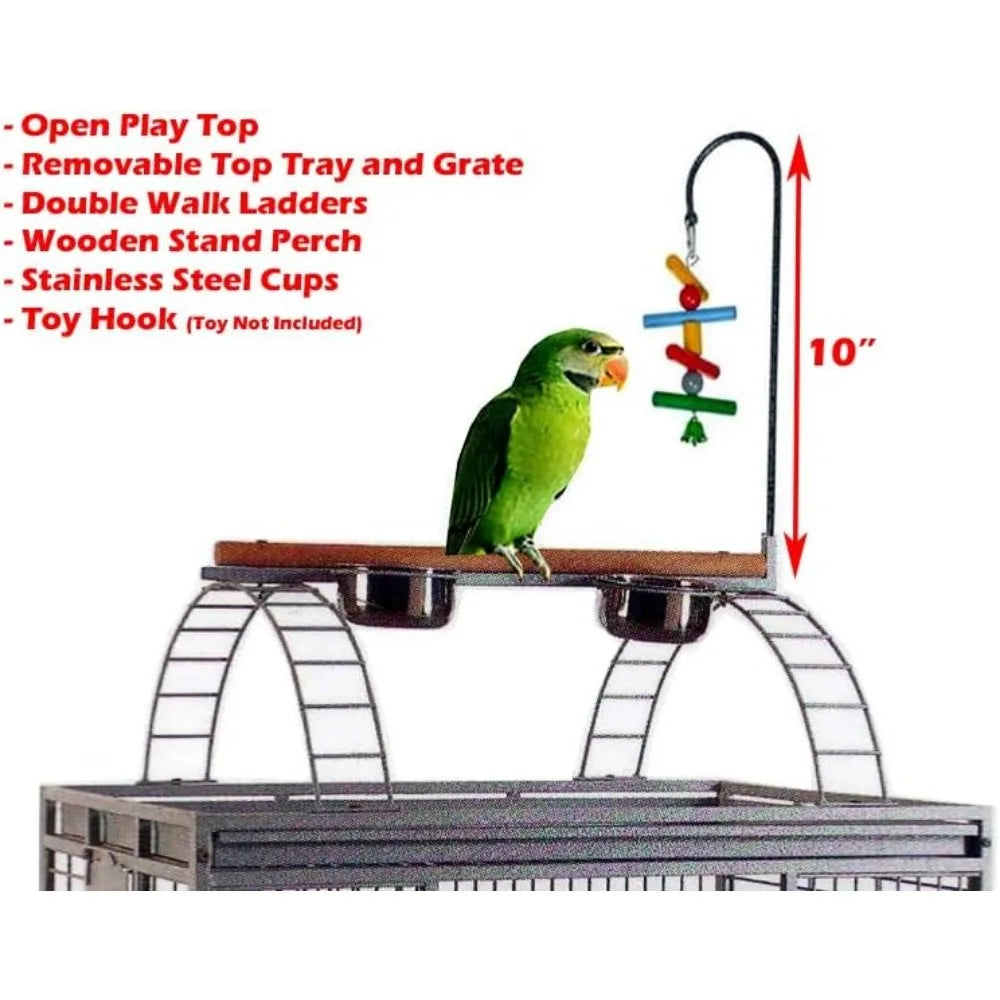 Extra Large Double Ladders Open Play Top Wrought Iron Bird Cage