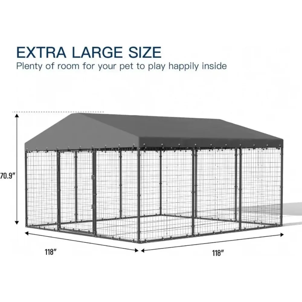 Large Outdoor Dog Kennel with Roof