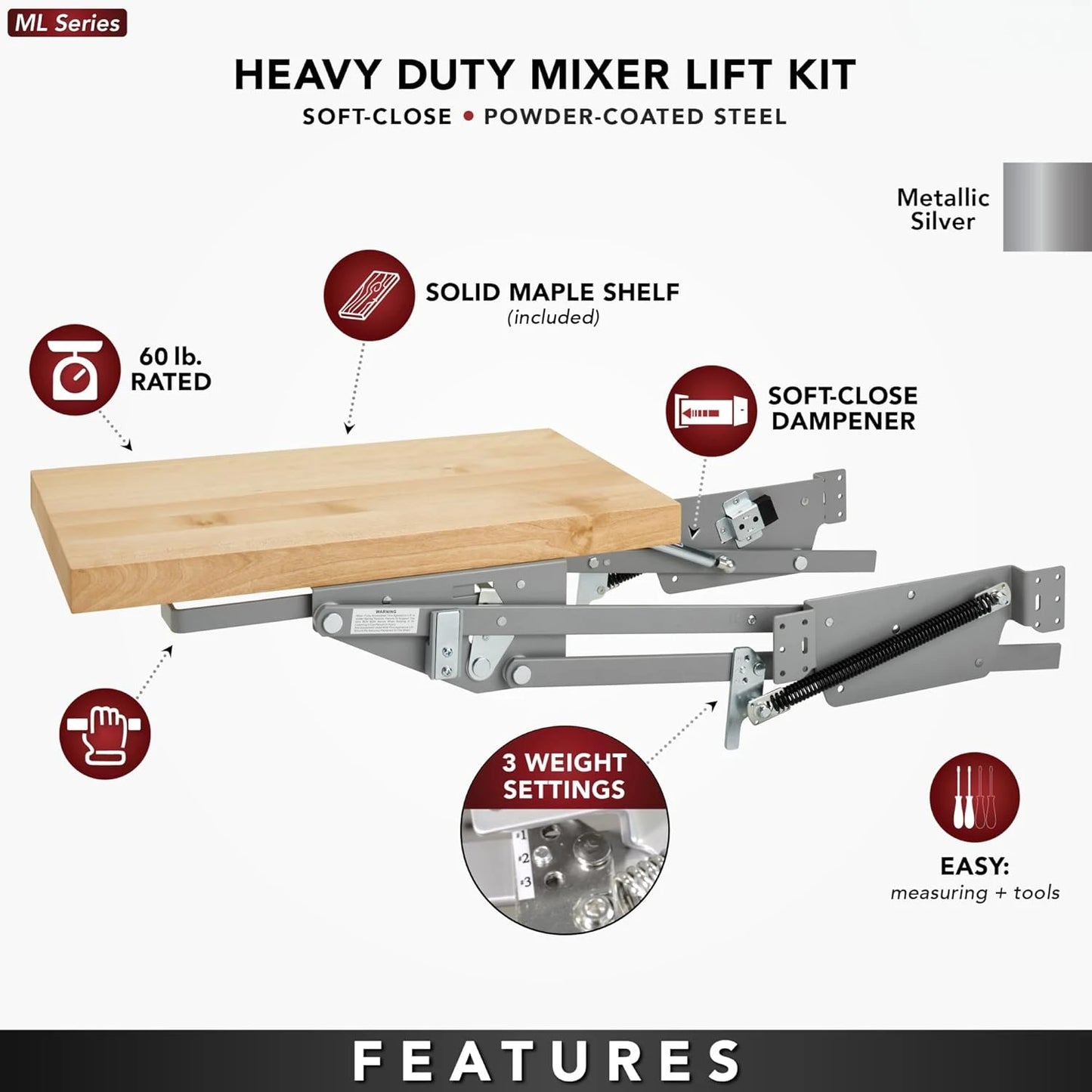 Mixer/Appliance Lifting System w/Shelf