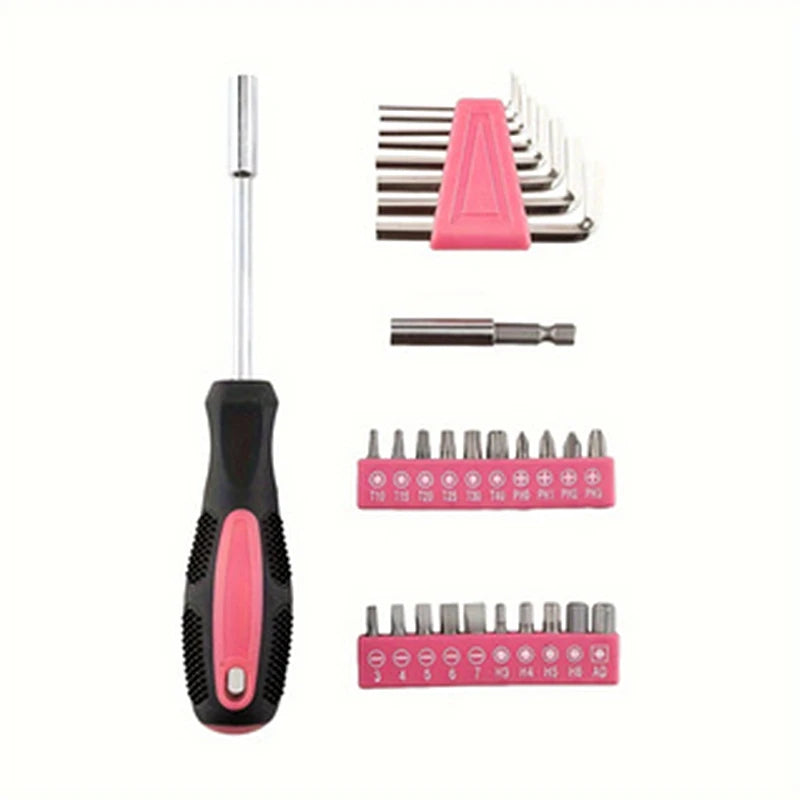 39-Piece All Purpose Household Pink Tool Kit for Girls, Ladies and Women