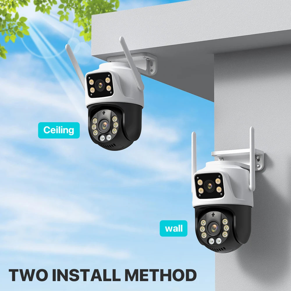 Three Lens PTZ IP 4K, 6K HD Three Screen WiFi Security Camera