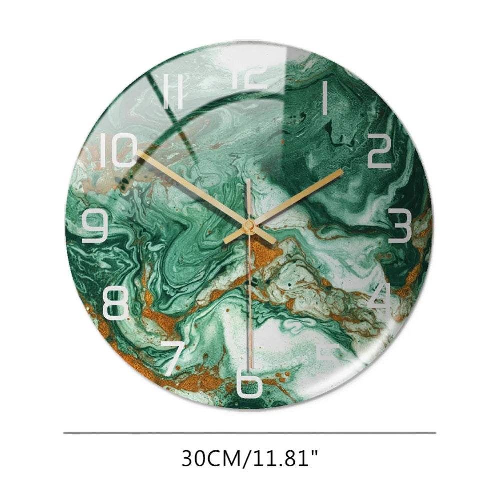 Luxury 3D Acrylic Black Gold Marble Pattern Wall  Clock