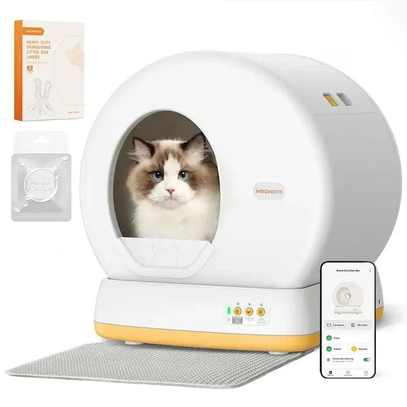 APP Control Smart Cat Litter Box with Mat & Liner