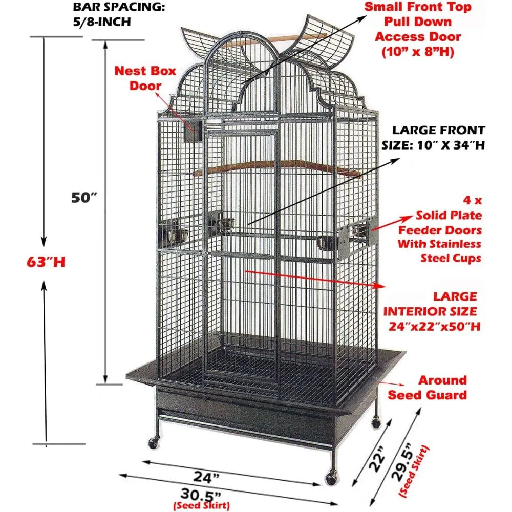 Wrought Iron Bird Cage Including Stand