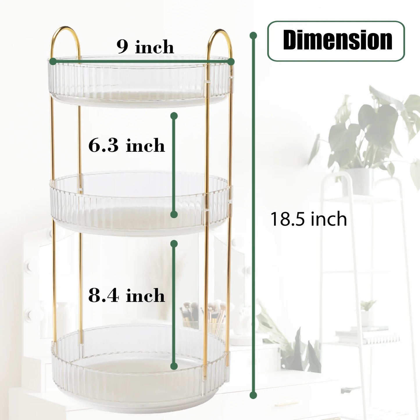 Rotating Makeup Organizer for Vanity 3 Tier