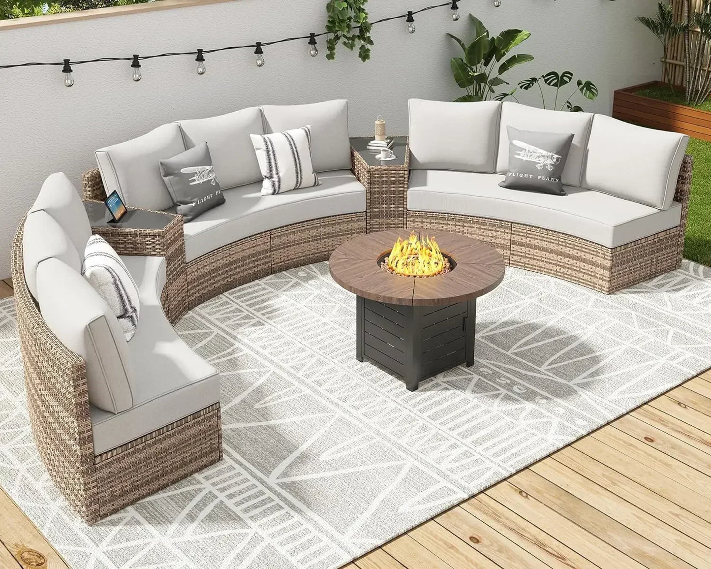 Outdoor Patio Furniture with Cushions & Wedge Table