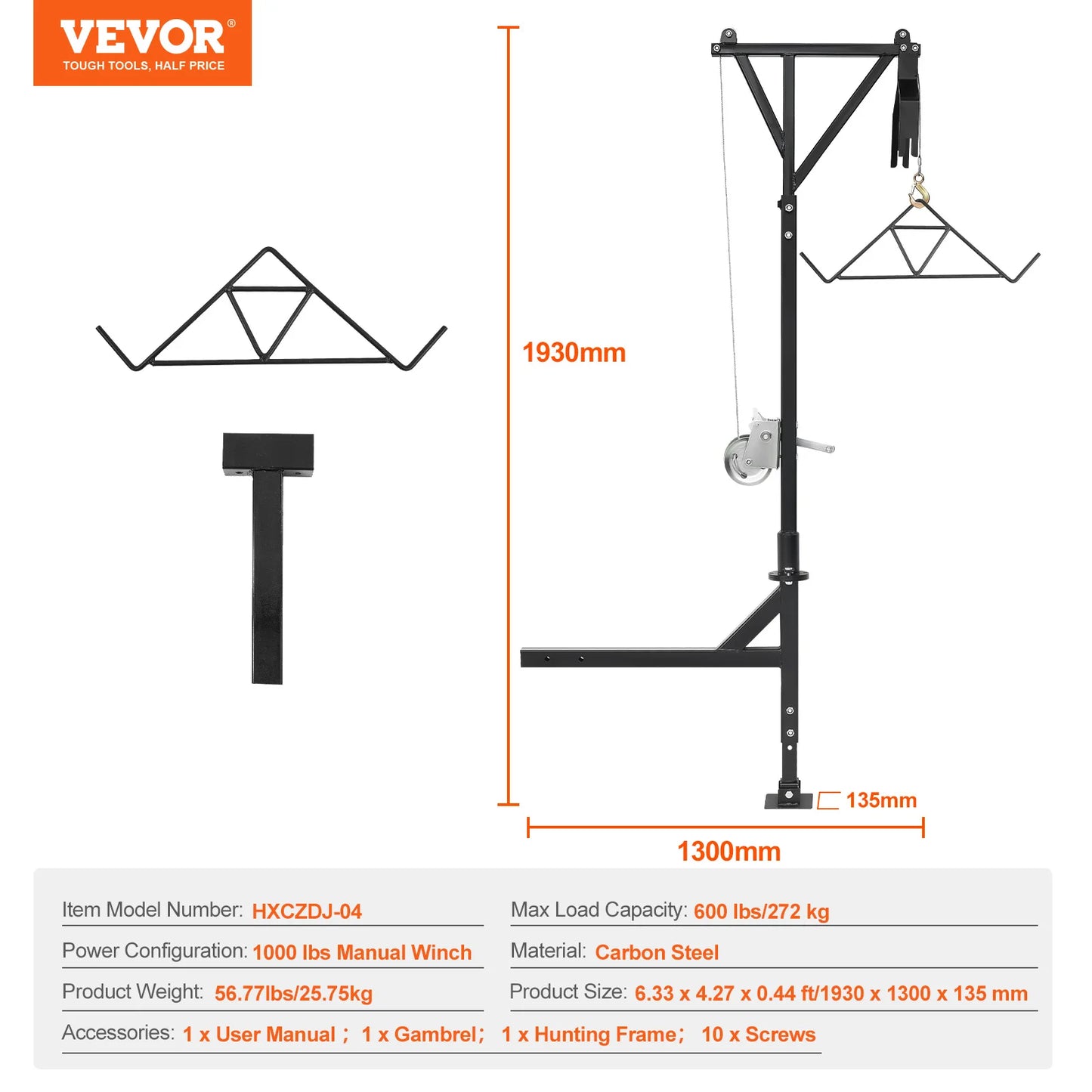 600 lbs Truck Hitch  Game Hoist