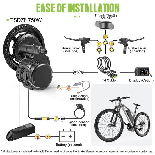 750W 500W 250W Motor Kit Mid Drive Ebike