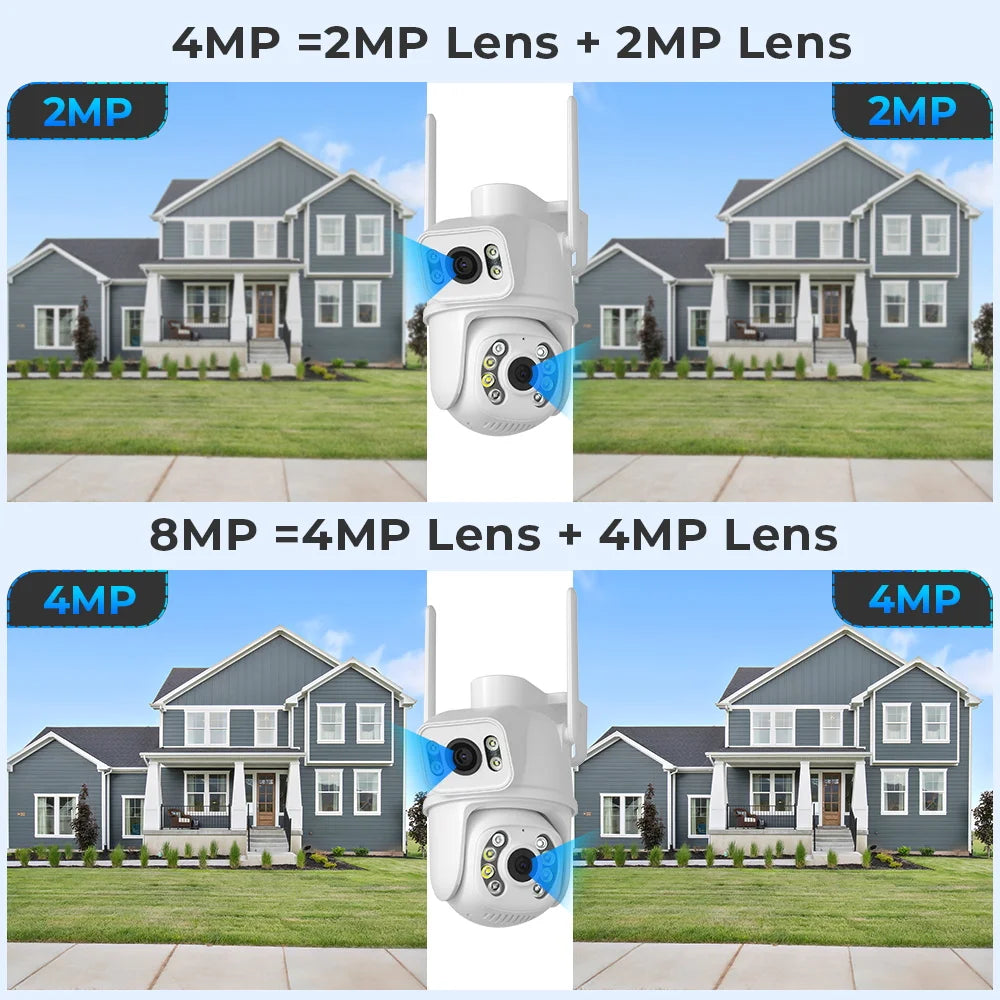 8MP 4K Wifi Security Camera Dual Lens Dual Screen