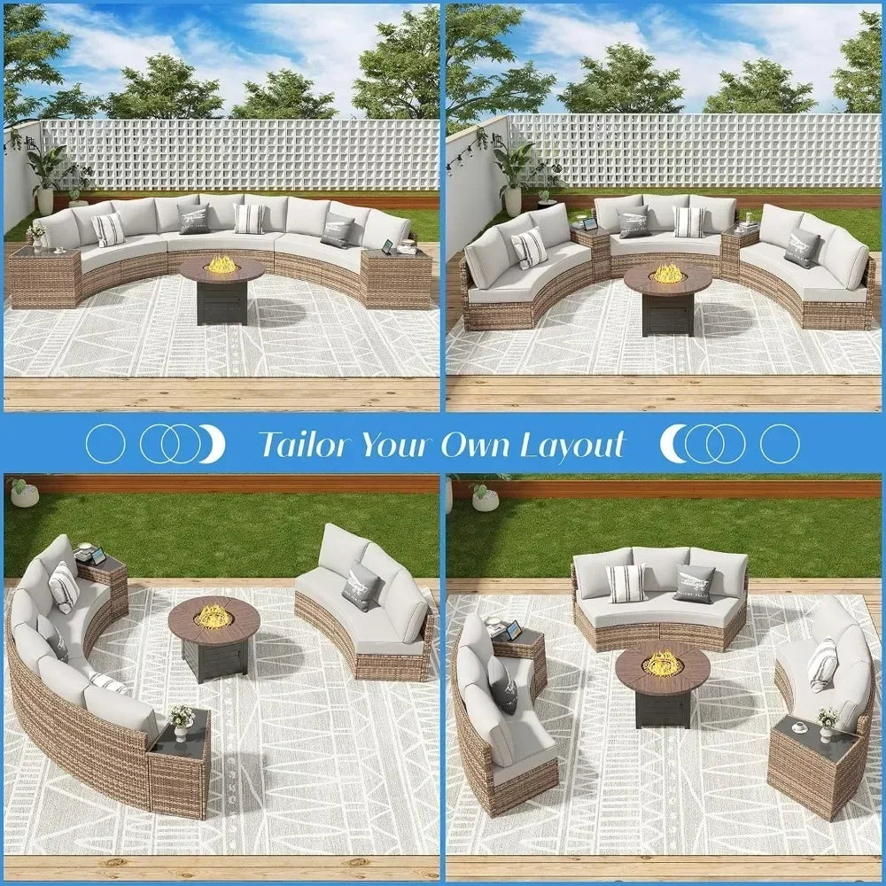 Outdoor Patio Furniture with Cushions & Wedge Table