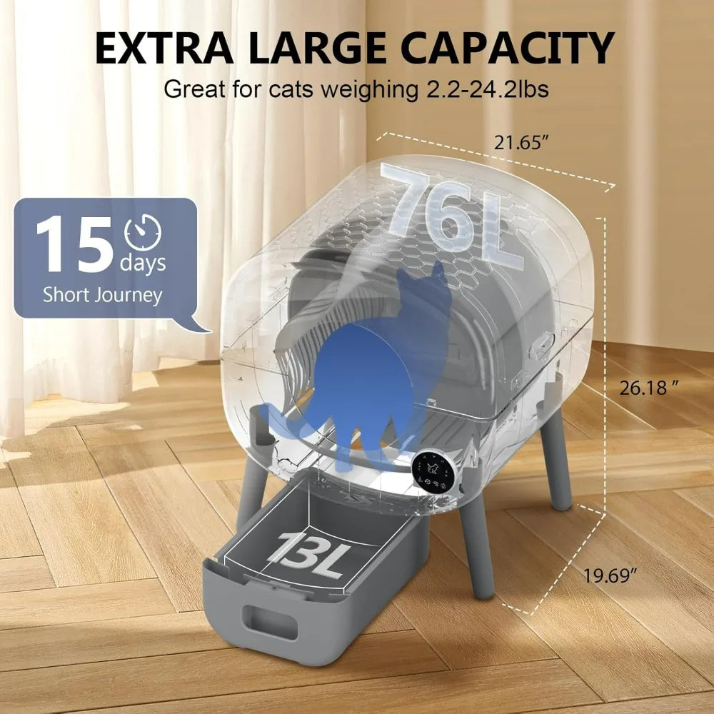 Self Cleaning Litter Box, with Safety Protection, App Control,