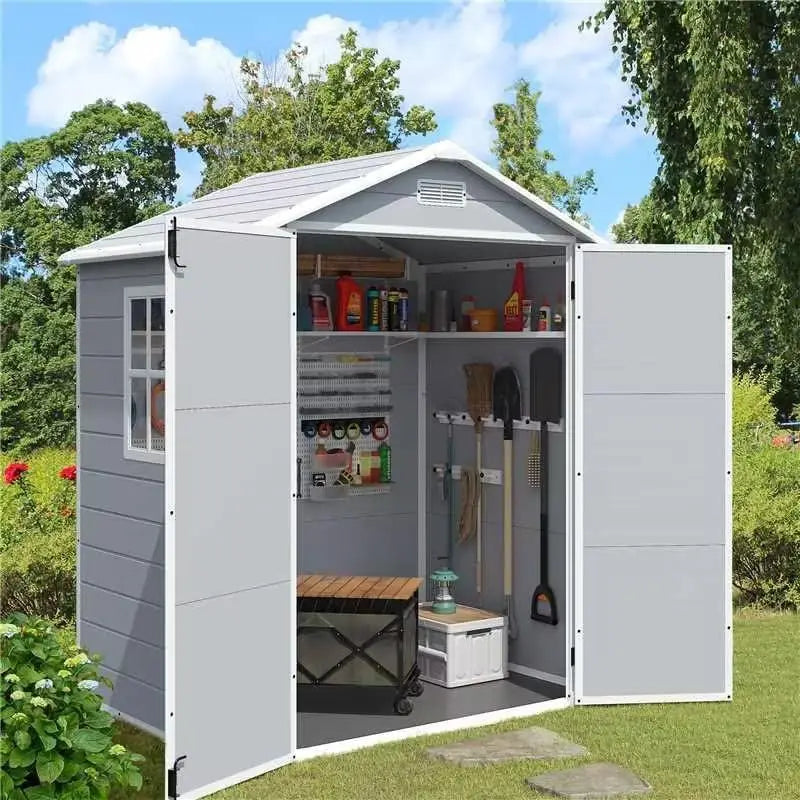 Outdoor Storage Shed 6 X 4 FT Resin Shed with Floor and Lockable Door