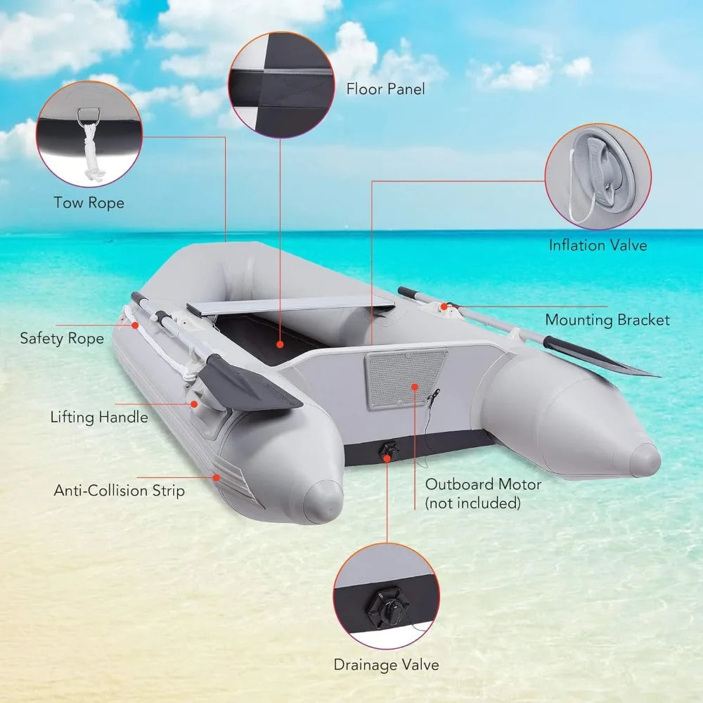 7.5 ft Inflatable Dinghy with Aluminum Floor,