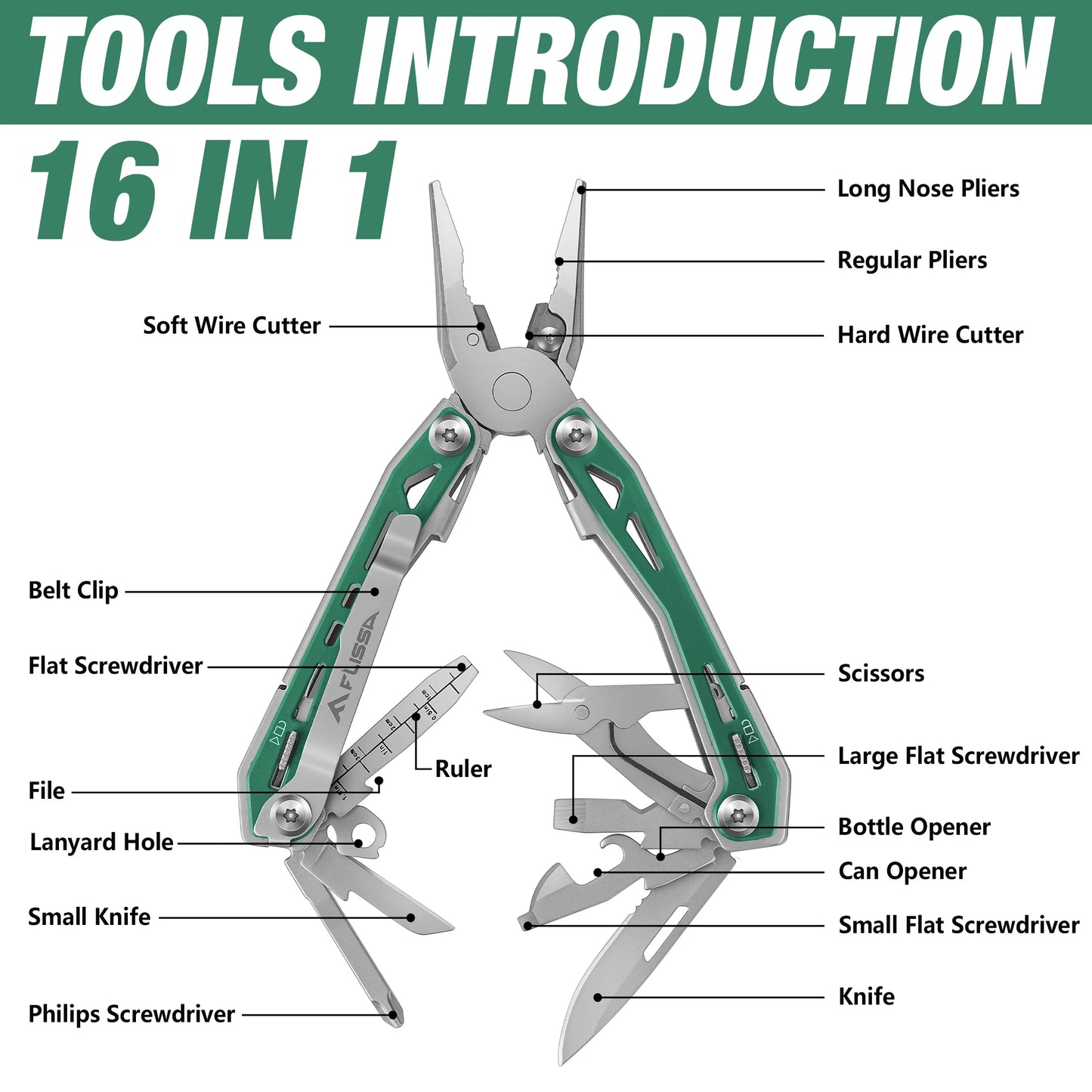 Multi Tool Pliers 16 in 1 Stainless Steel