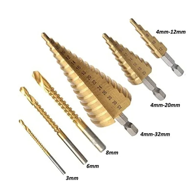 6 PCS/set Titanium Coated Drill Bit Set