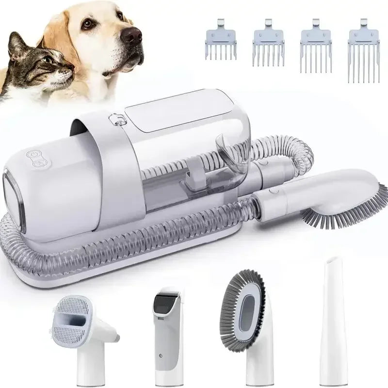 Pet grooming kit with vacuum