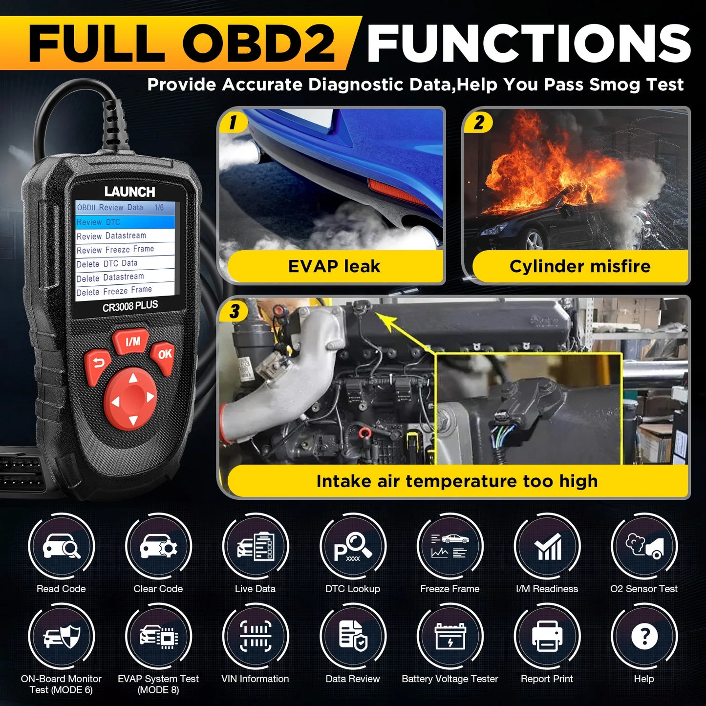 OBD2 Scanner Engine Battery Diagnostic Tools Auto Code Reader Scan Lifetime Free Update Online