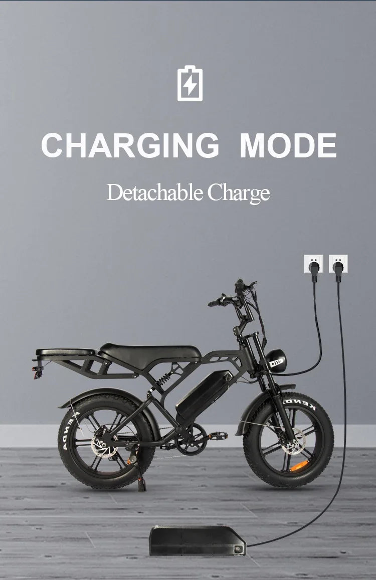 electric bike upgraded off-road with rear seat/rack