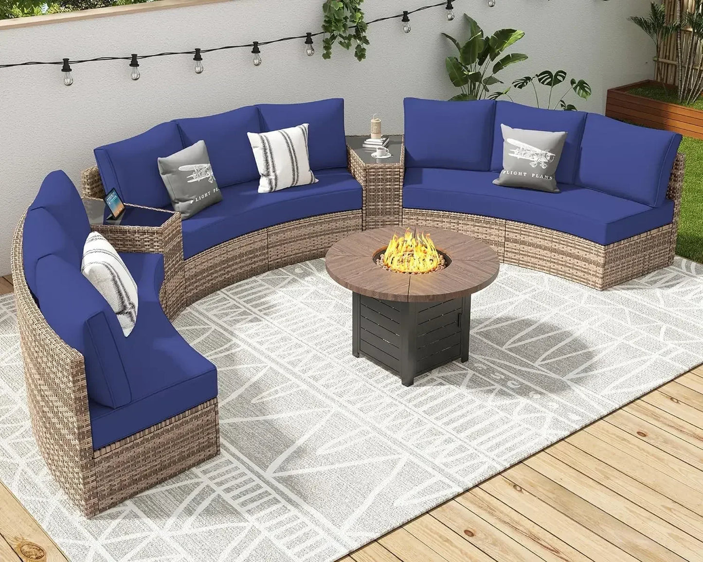 Outdoor Patio Furniture with Cushions & Wedge Table