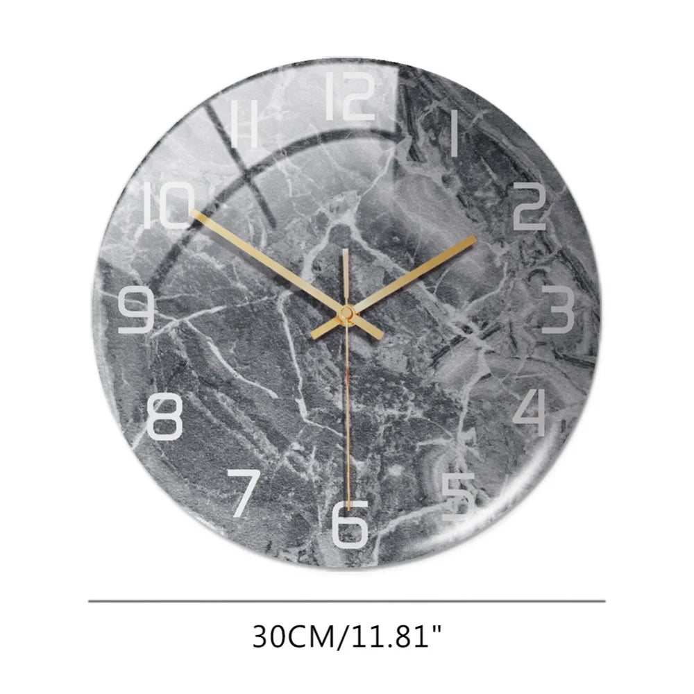 Luxury 3D Acrylic Black Gold Marble Pattern Wall  Clock