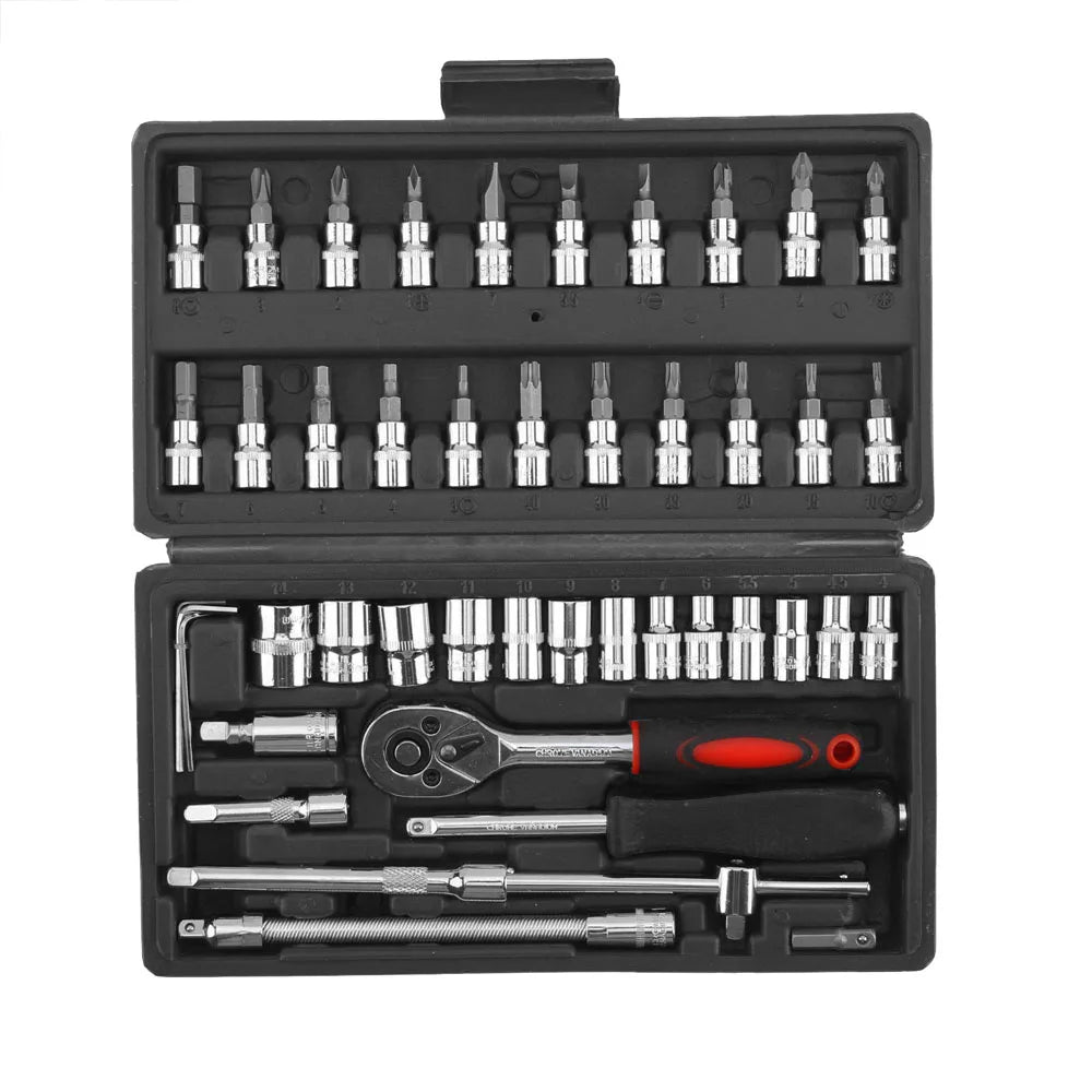 46PCS Socket Set Metric Wrench 1/4" Drive  R