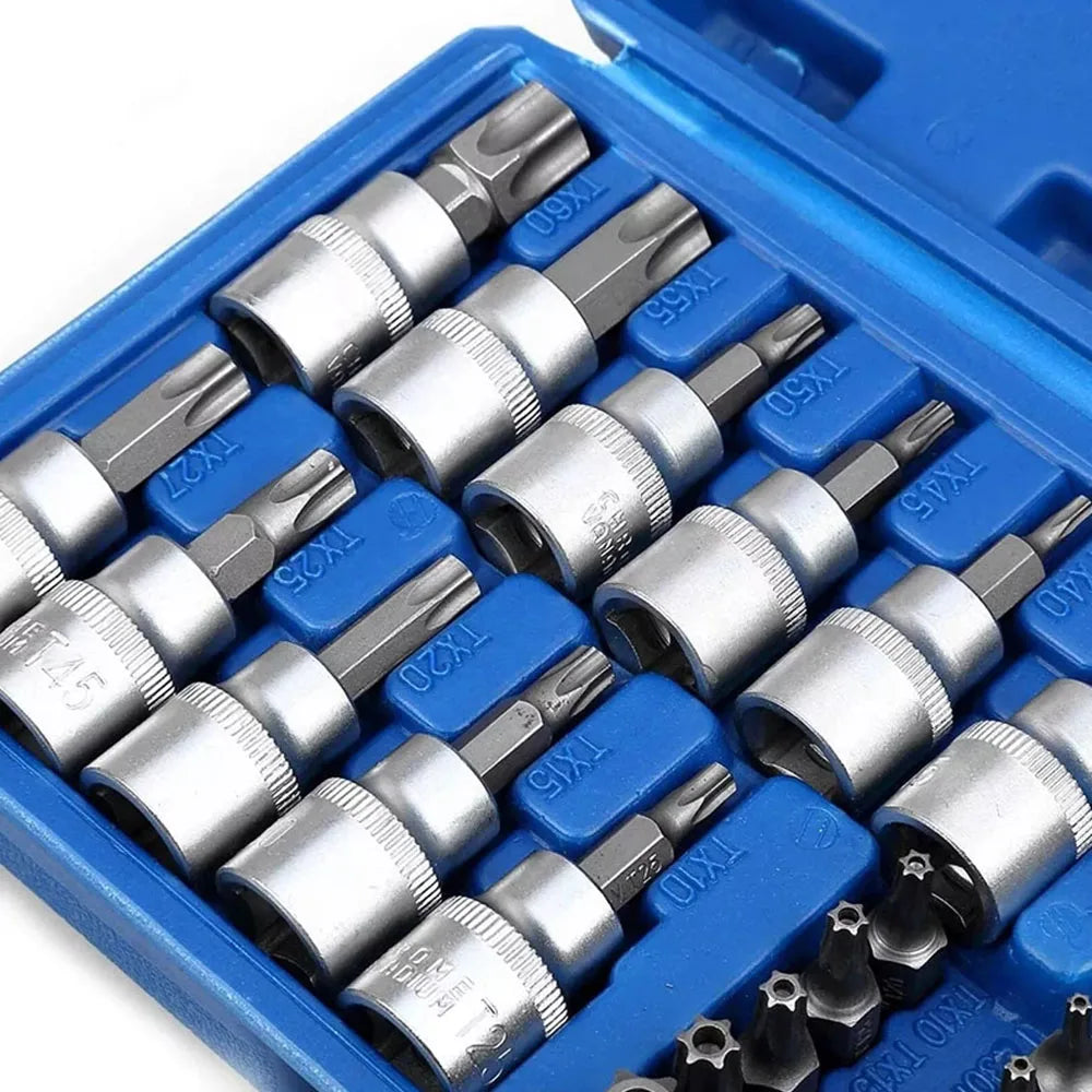 34Pcs Torx Star Sockets & Bit Set Male / Female