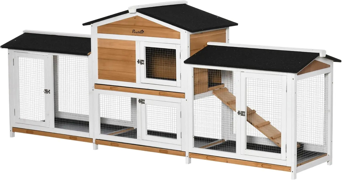 90.5" Wooden Rabbit/Guinea Pig/ Gerbil Hutch