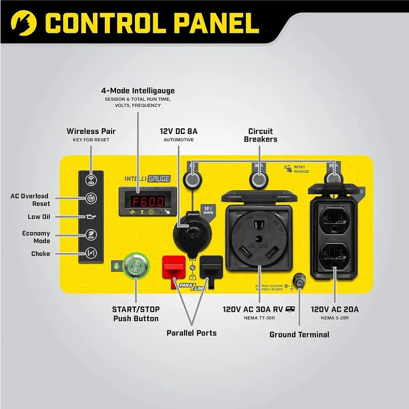 4250-Watt Wireless Remote Start RV Ready Portable Open Frame Inverter Generator with Quiet Technology