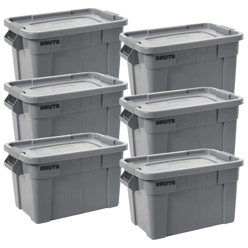 Tote Storage Bin with Lid, 20-Gallon, Gray