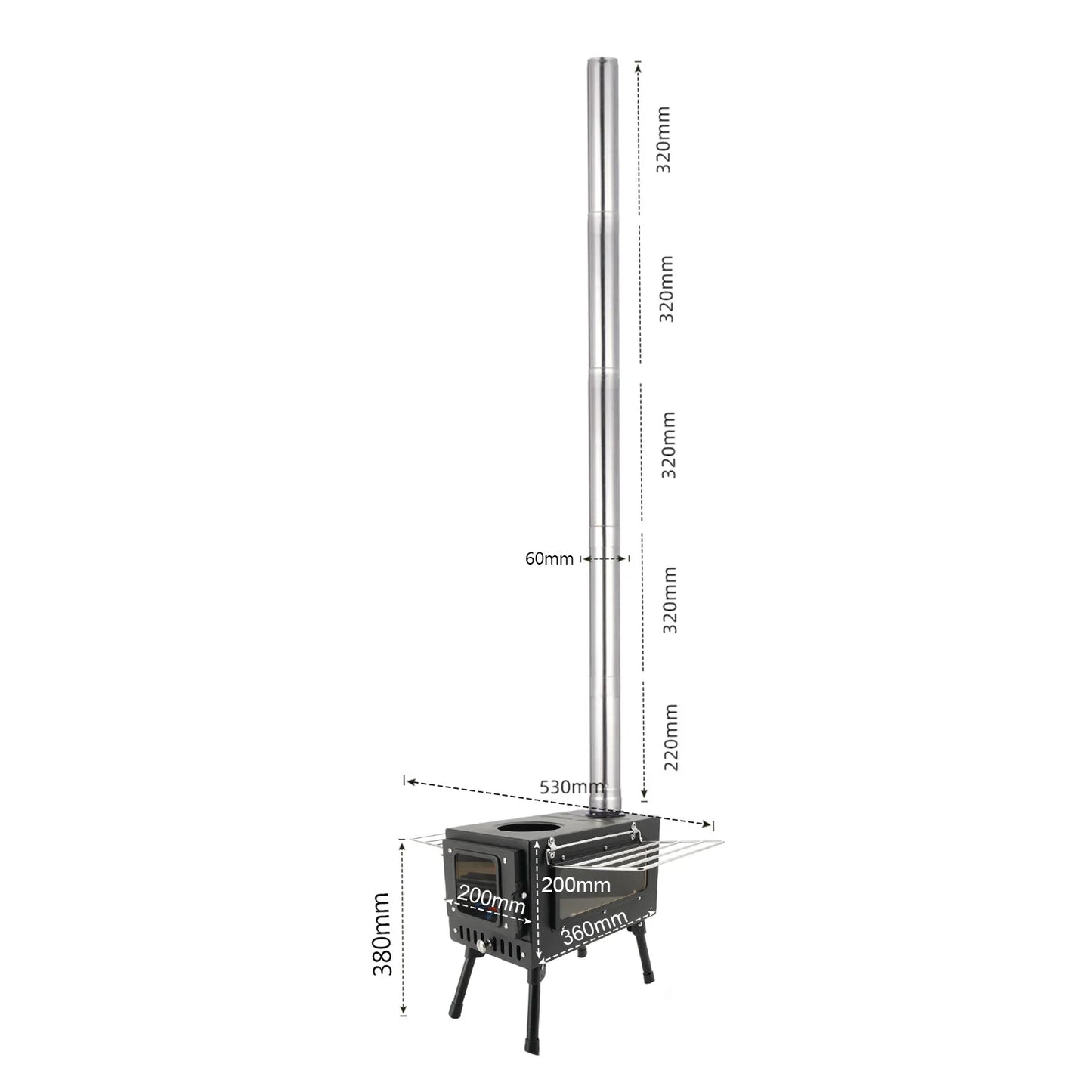 Camping Wood Burning Stove with Pipe For Tent Cooking