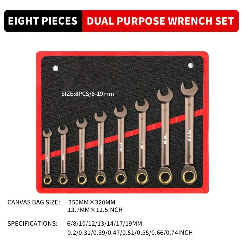 Dual-purpose open end ratchet wrench set