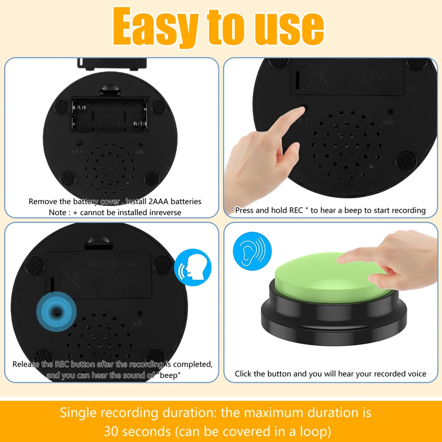 6 Color Voice Recording Button Dog