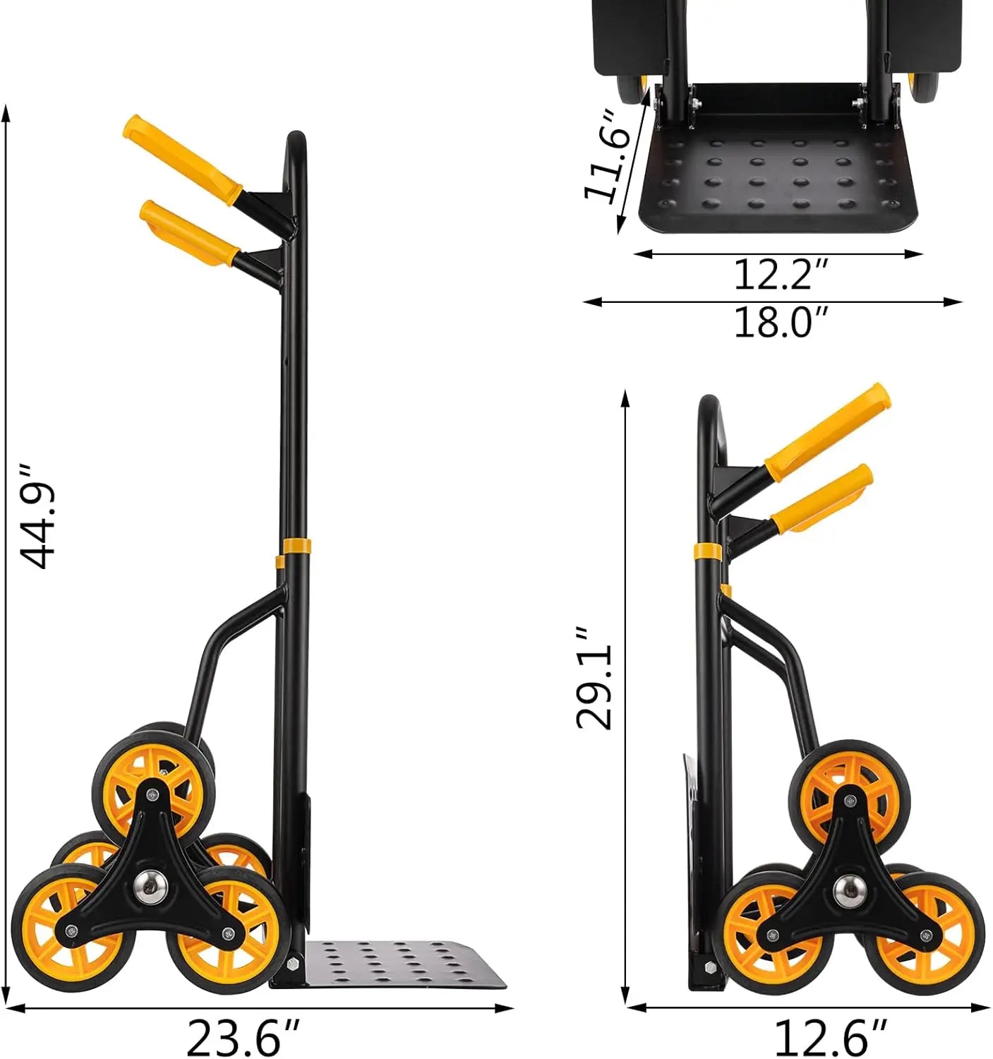 2 in 1 Heavy-Duty Stair Climbing Hand Truck 330 Lbs Capacity