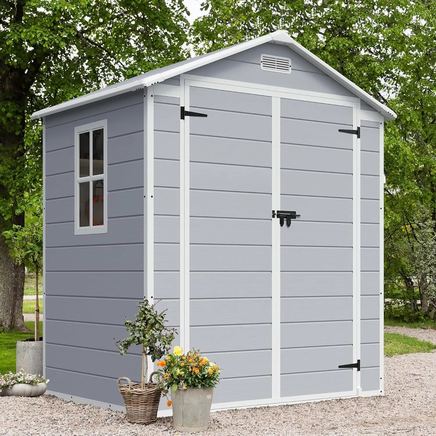 Outdoor Storage Shed 6 X 4 FT Resin Shed with Floor and Lockable Door