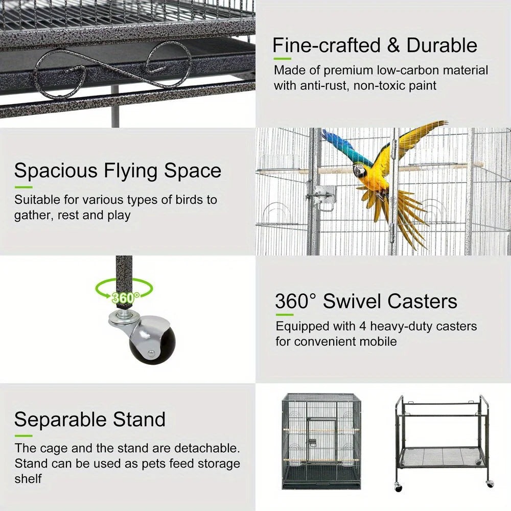 53 Inch Bird Cage  w/ Rolling Stand