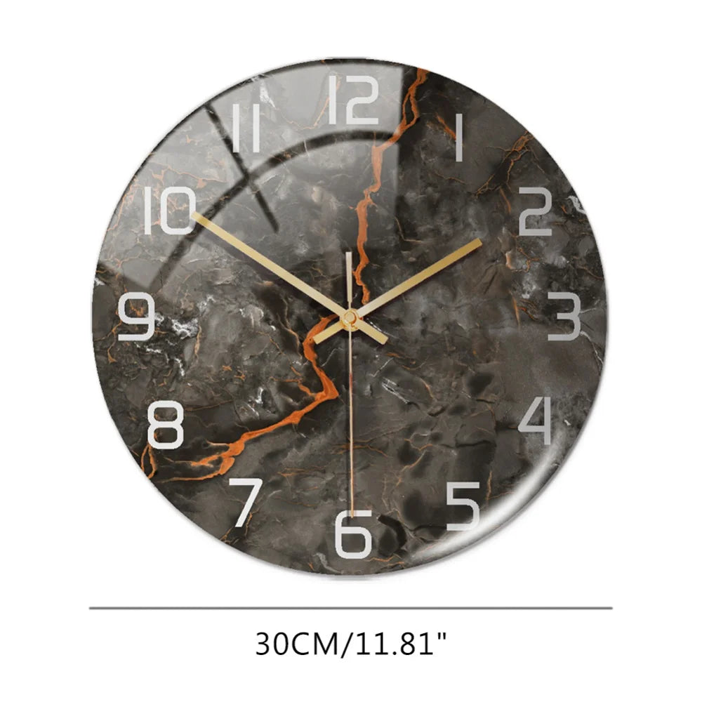 Luxury 3D Acrylic Black Gold Marble Pattern Wall  Clock