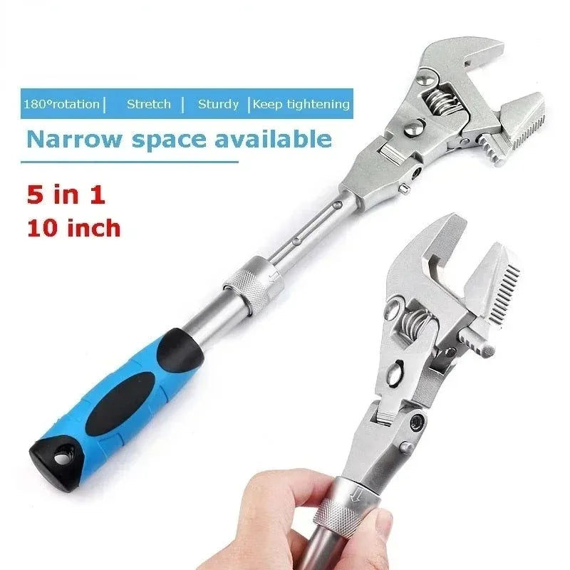 Multifunction 5 in1 10 Inch Adjustable Ratchet Wrench