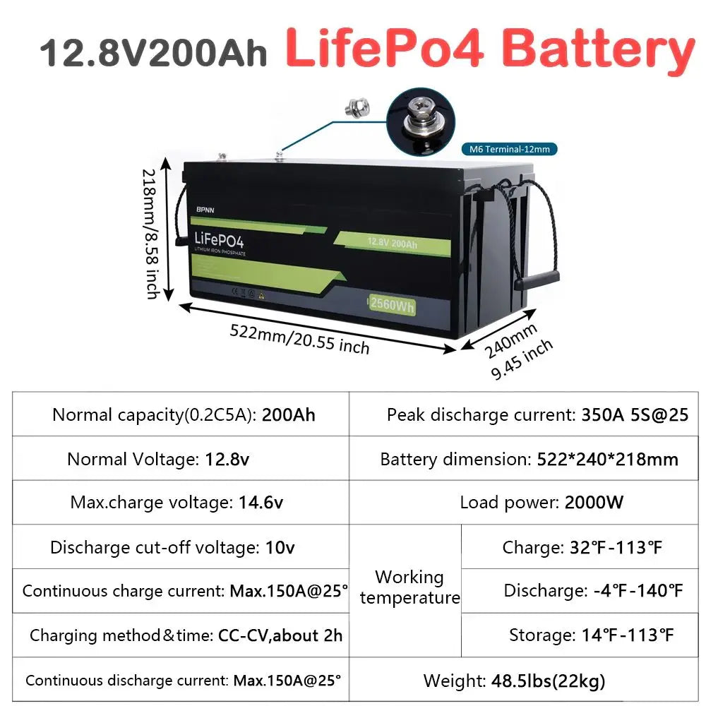 LiFePO4 Rechargeable Battery And 10-Year Lifetime Perfect For RV Solar