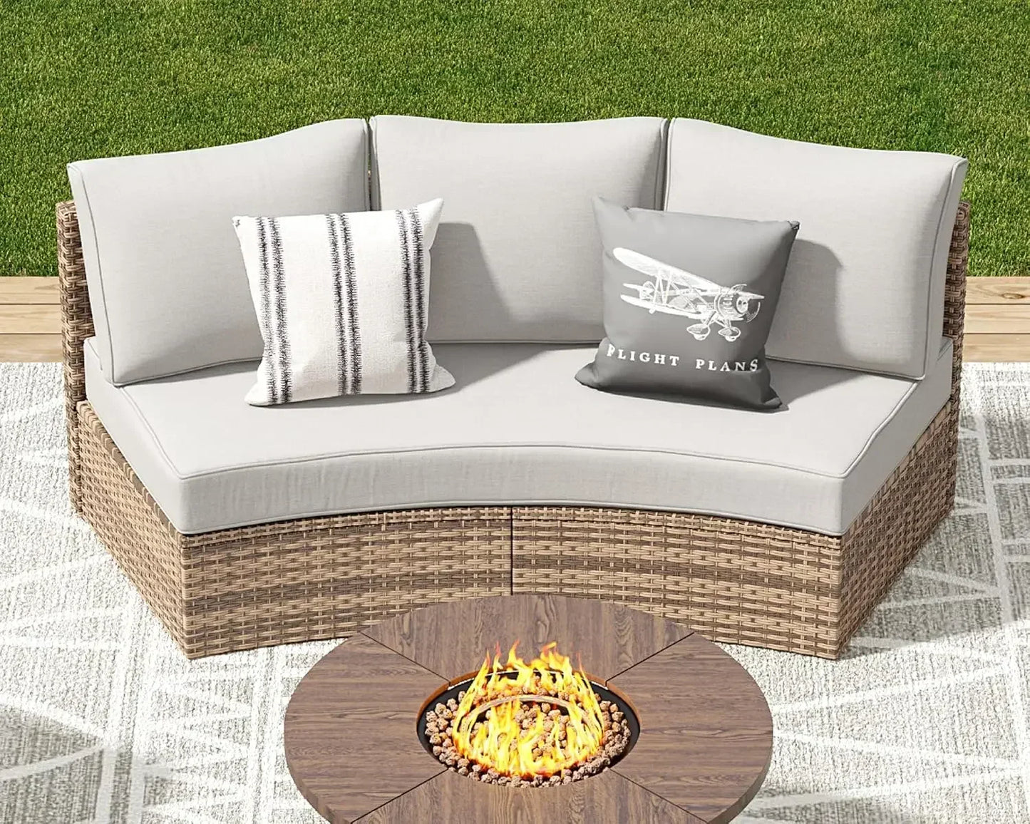 Outdoor Patio Furniture with Cushions & Wedge Table