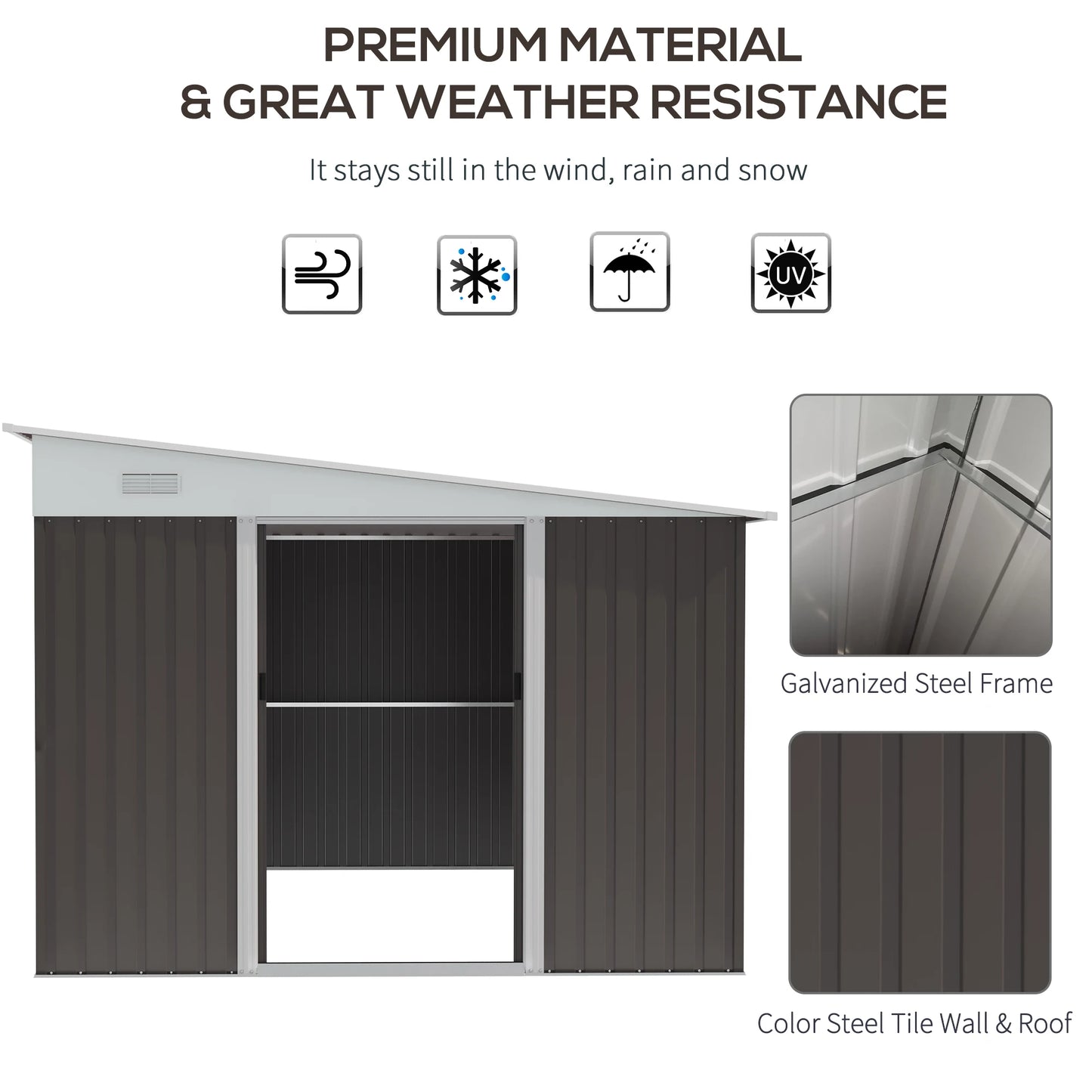 11' X 9' Metal Outdoor Storage Shed with Lockable Doors, Gray