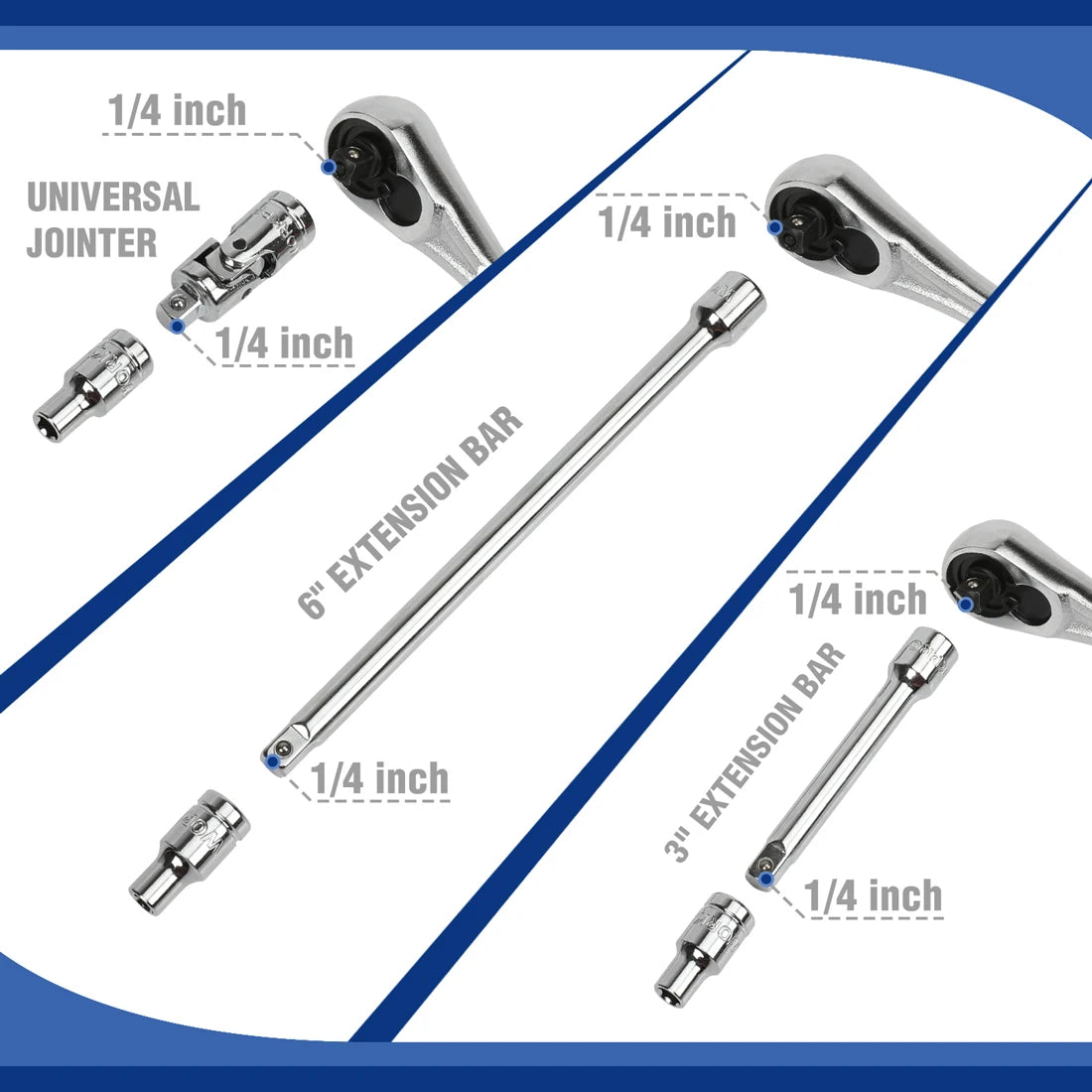 69PC 1/4" Ratchet Wrench and Screwdriver Bits Set