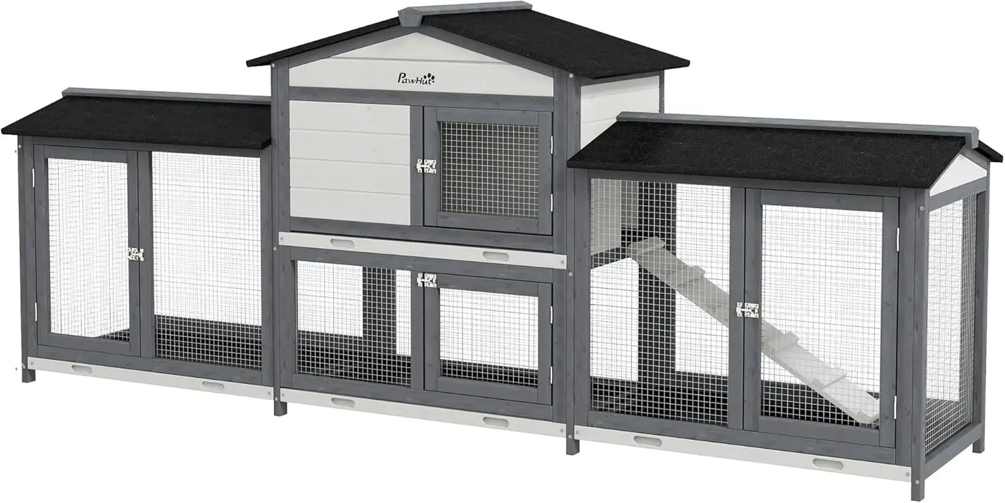 90.5" Wooden Rabbit/Guinea Pig/ Gerbil Hutch