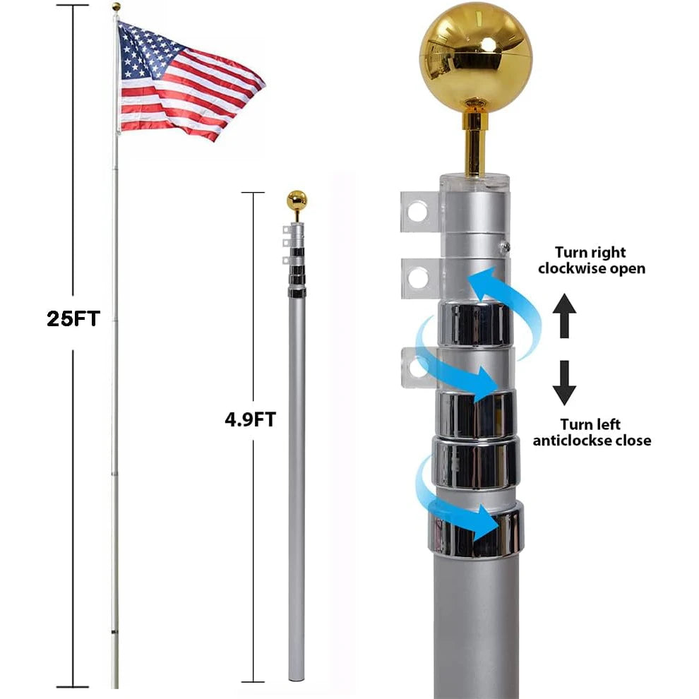 Heavy Duty Patio Flagpole with 3x5 American Flag