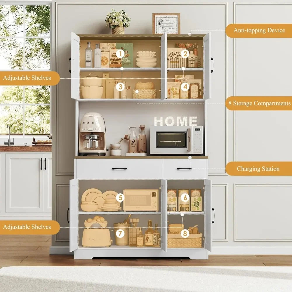 71" Pantry Cabinet with Charging Station