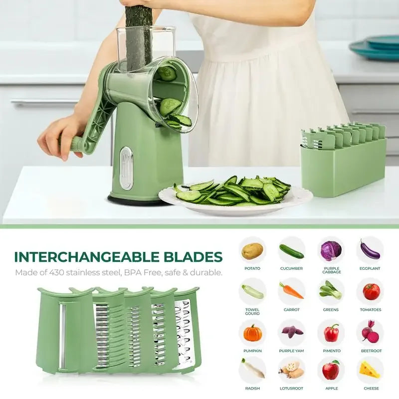 Rotary Food Chopper with Suction Cup Base